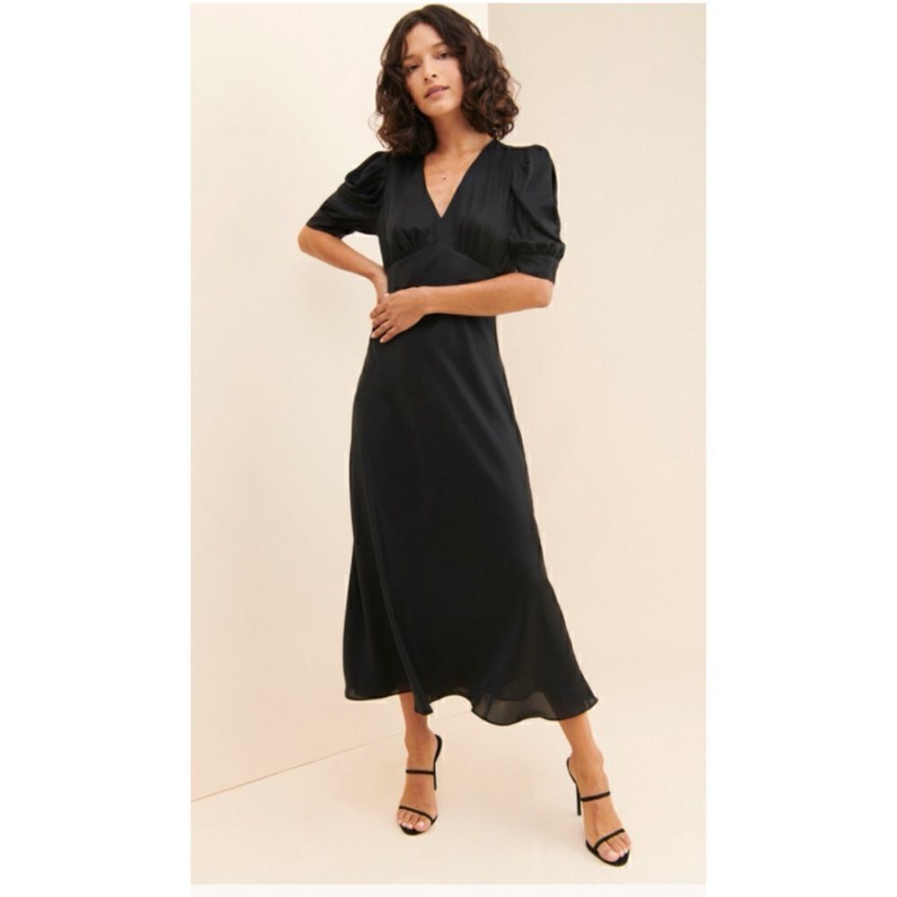 Current Air Black V-Neck Midi Dress Size M / Néw With Tags